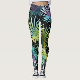 Exotic Palm Blätter Wasserfarbe Leggings