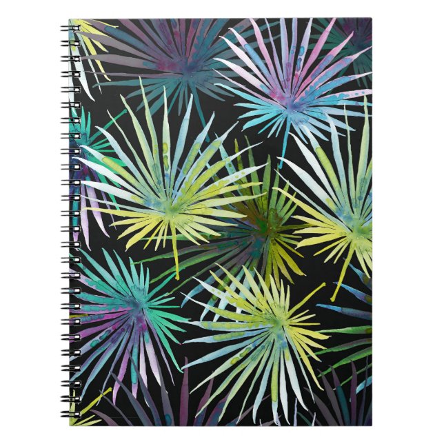 Exotic Palm Blätter Wasserfarbe Notizblock (Vorderseite)