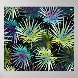 Exotic Palm Blätter Wasserfarbe Poster