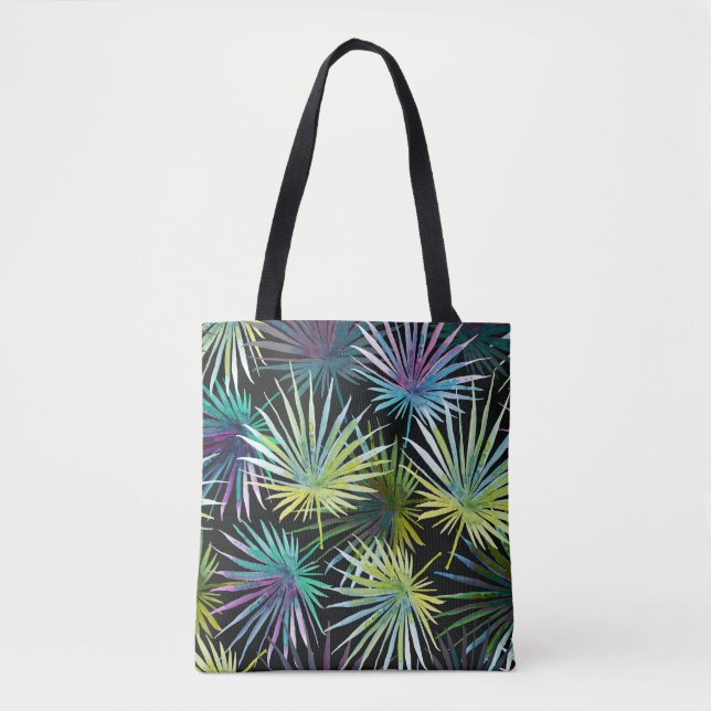 Exotic Palm Blätter Wasserfarbe Tasche (Vorderseite)