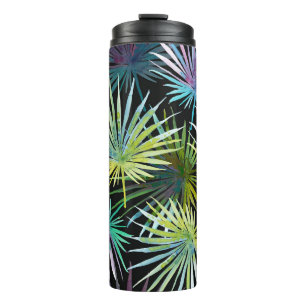 Exotic Palm Blätter Wasserfarbe Thermosbecher