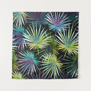 Exotic Palm Blätter Wasserfarbe Wandteppich