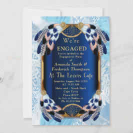 Exotic-Parrot Blue Feathers Verlobung Einladung