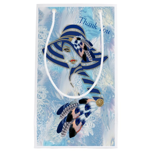 Exotic-Parrot Blue-Tönfedern Geschenktasche Kleine Geschenktüte (Vorderseite)