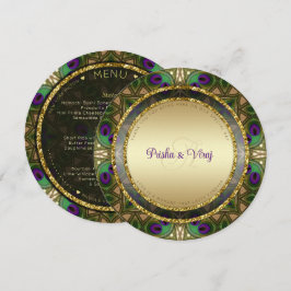 Exotic Peacock Feather Indian Wedding Einladung