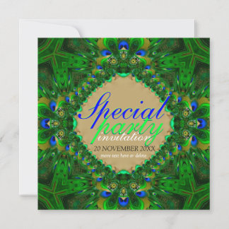 Exotic Peacock Green Indigo Girls Party Einladung