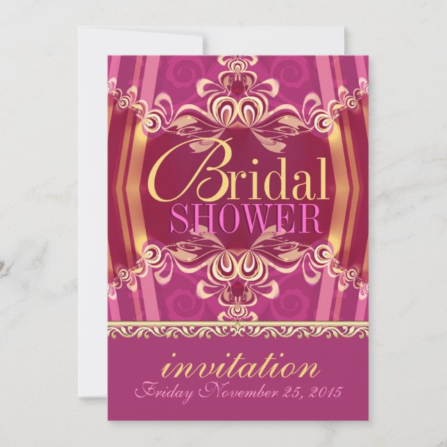 Exotic Pink Gold Frills Brautparty Party Einladung (Vorderseite)