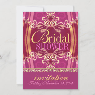 Exotic Pink Gold Frills Brautparty Party Einladung