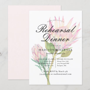 Exotic Pink Protea Floral Hochzeit Probe Dinner Einladung