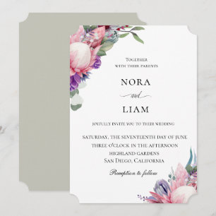 Exotic Protea Floral Wedding Einladung