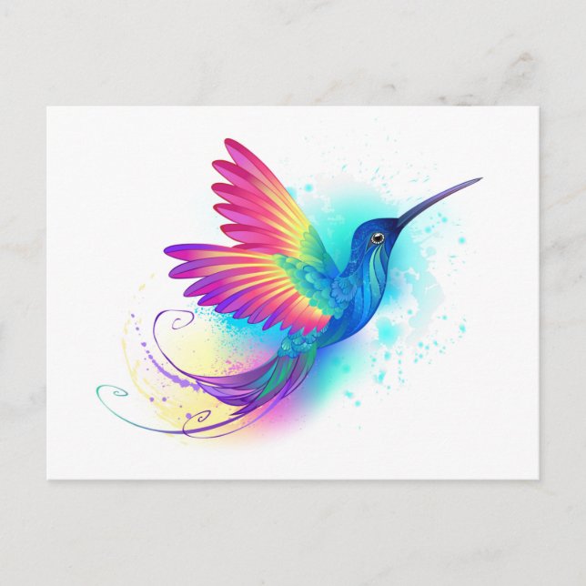 Exotic Rainbow Hummingbird Ankündigungspostkarte (Vorderseite)
