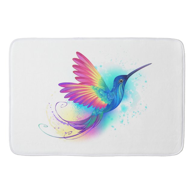 Exotic Rainbow Hummingbird Badematte (Vorderseite)