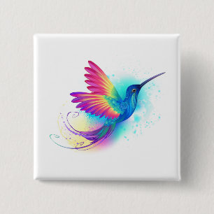 Exotic Rainbow Hummingbird Button