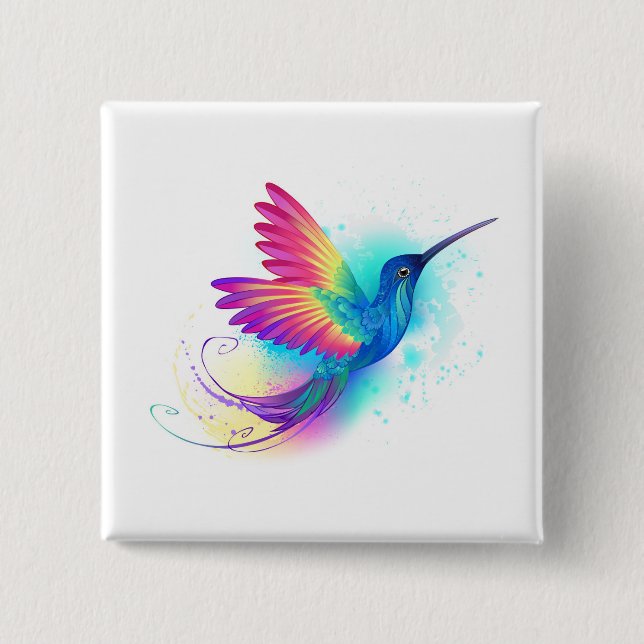 Exotic Rainbow Hummingbird Button (Vorderseite)