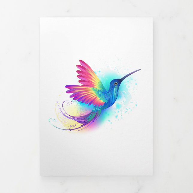 Exotic Rainbow Hummingbird Dreifach Gefaltete Einladung (Cover)