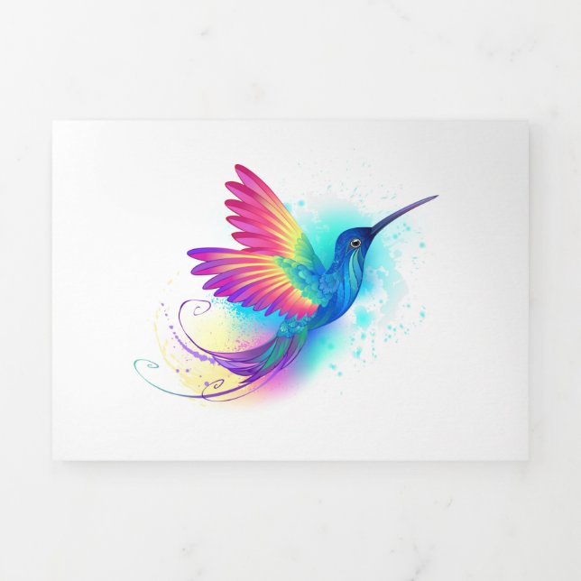 Exotic Rainbow Hummingbird Dreifach-gefaltete Programmkarte (Cover)