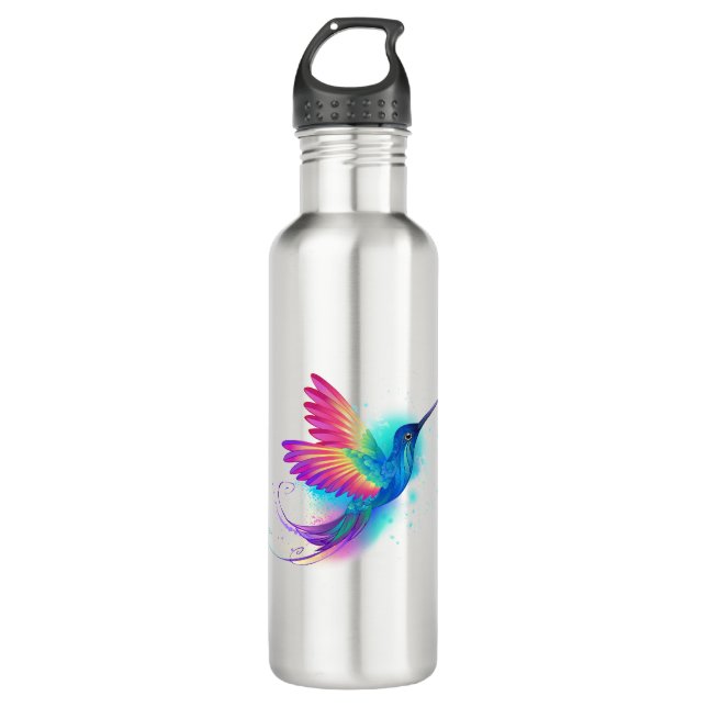Exotic Rainbow Hummingbird Edelstahlflasche (Vorderseite)