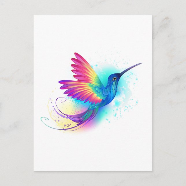 Exotic Rainbow Hummingbird Einladungspostkarte (Vorderseite)