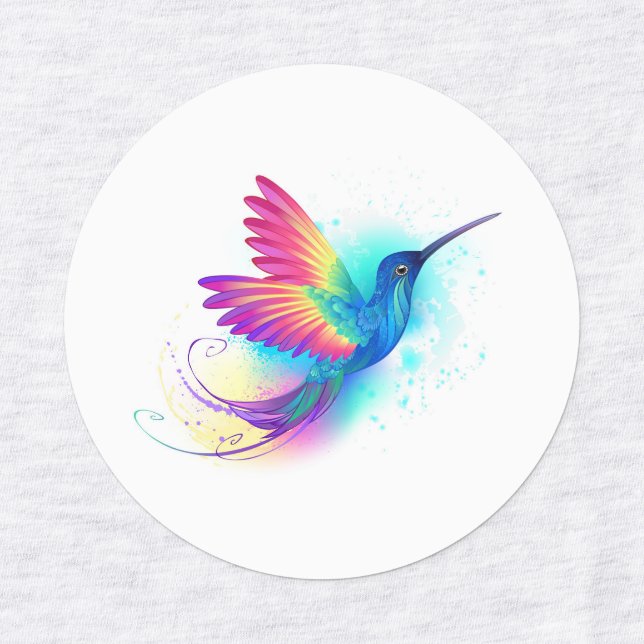 Exotic Rainbow Hummingbird Etiketten (Design 1)