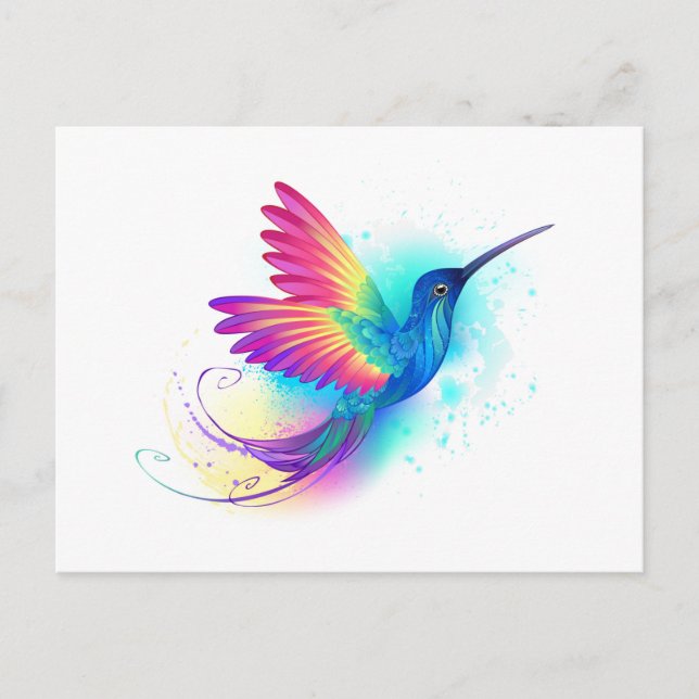 Exotic Rainbow Hummingbird Feiertagspostkarte (Vorderseite)