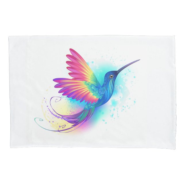 Exotic Rainbow Hummingbird Kissenbezug (Vorderseite)