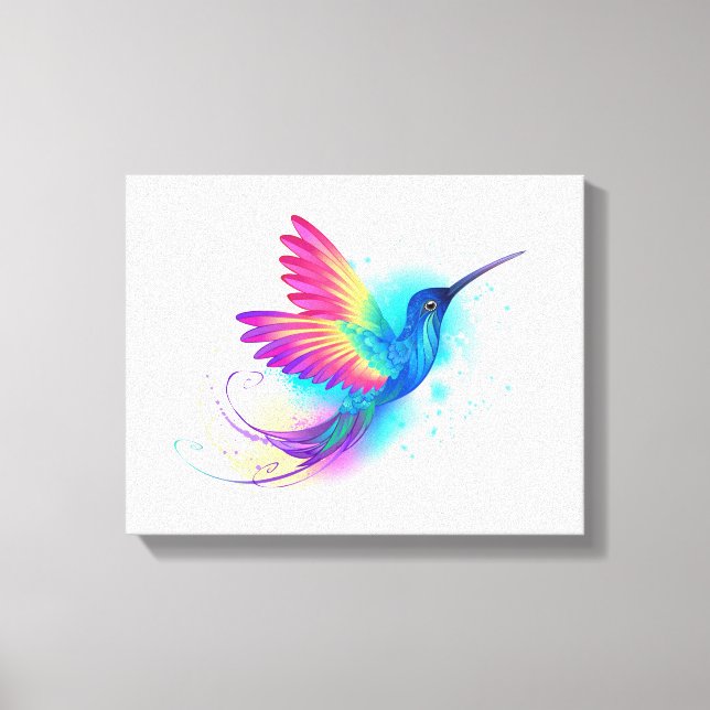 Exotic Rainbow Hummingbird Leinwanddruck (Vorderseite)
