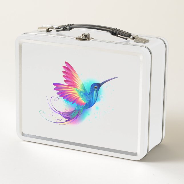 Exotic Rainbow Hummingbird Metall Brotdose (Vorderseite)