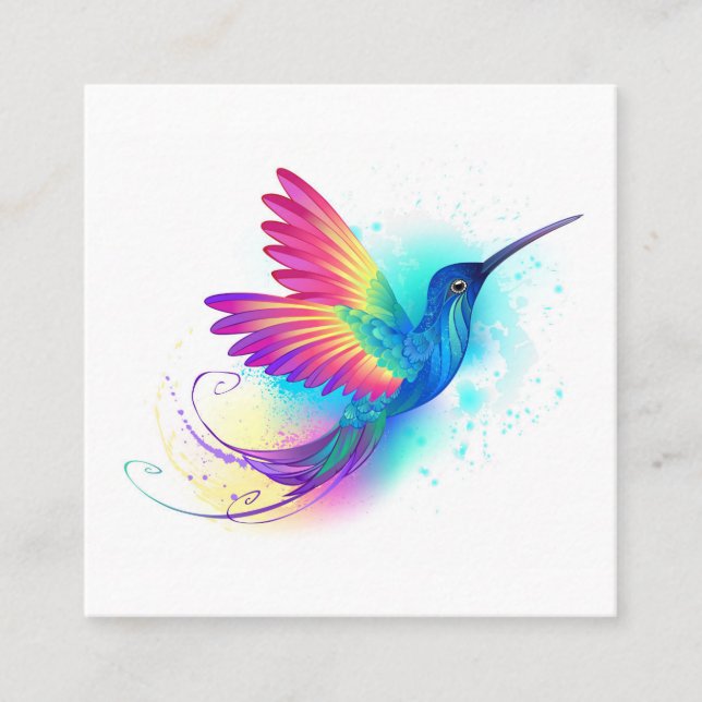 Exotic Rainbow Hummingbird Quadratische Visitenkarte (Vorderseite)