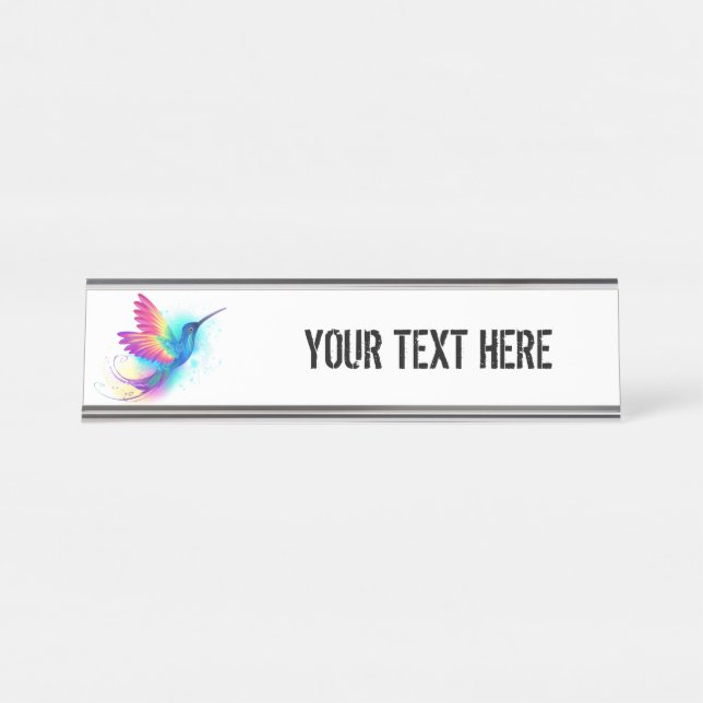 Exotic Rainbow Hummingbird Schreibtischnamensplakette (Vorderseite )