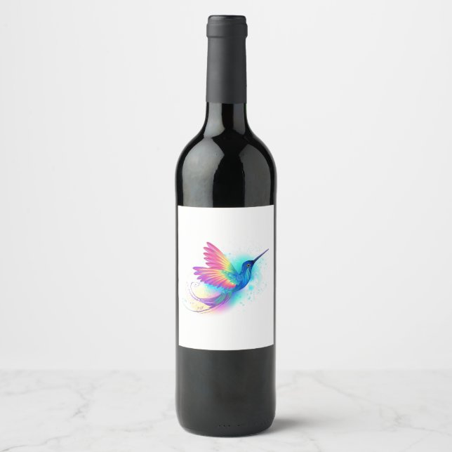 Exotic Rainbow Hummingbird Weinetikett (Vorderseite)