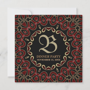 Exotic Red Gold Dinner Party Stilvolle Einladung