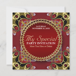 Exotic Red Gold Lace Special Party Einladung
