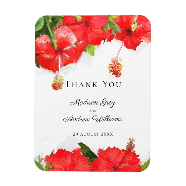 Exotic Red Hibisken Blume Art Danke Magnet (Vertikal)