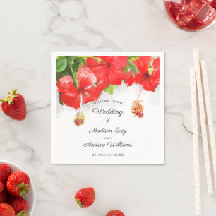Exotic Red Hibisken Blume Art Wedding Napkins Serviette