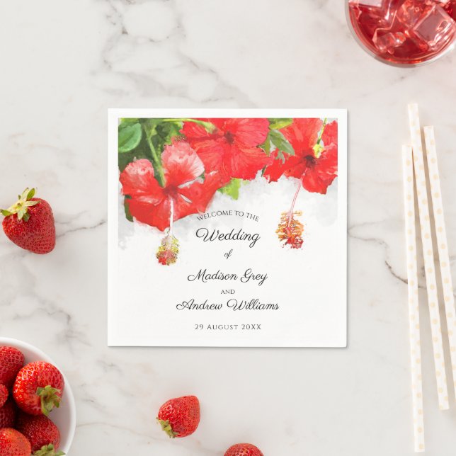 Exotic Red Hibisken Blume Art Wedding Napkins Serviette (Beispiel)