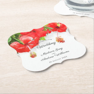 Exotic Red Hibisken Blume Art Wedding Untersetzer
