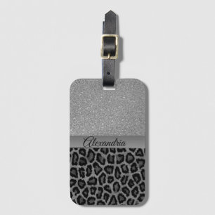 Exotic Silver Glitzer Leopard Print Gepäckanhänger