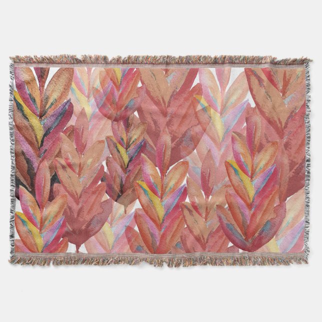Exotic Summer Floral Feathers Wasserfarben Art Decke (Vorderseite)