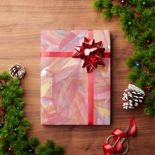Exotic Summer Floral Feathers Wasserfarben Art Geschenkpapier (Feiertagsgeschenk)