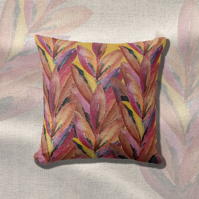 Exotic Summer Floral Feathers Wasserfarben Art Kissen (Von Creator hochgeladen)