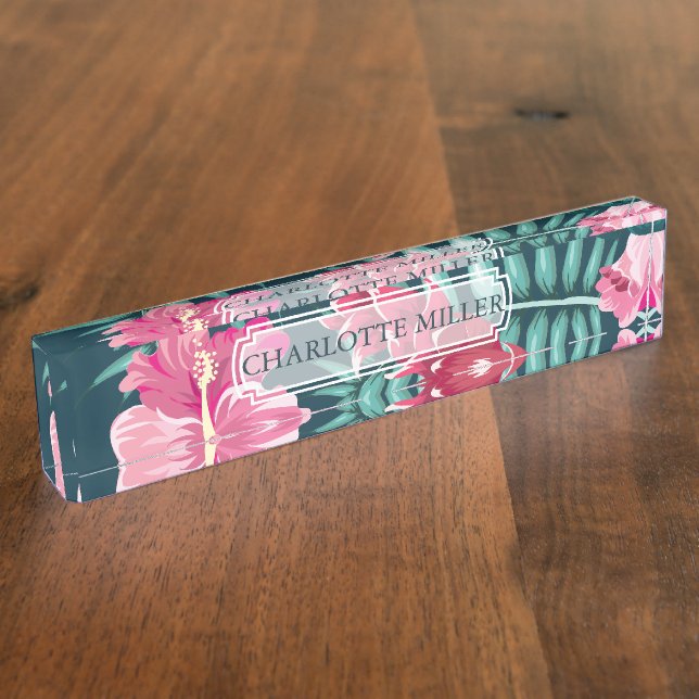 Exotic Summer Floral Monogram Namensplakette (Seite)