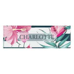 Exotic Summer Monogram floral gestreift Namenschild