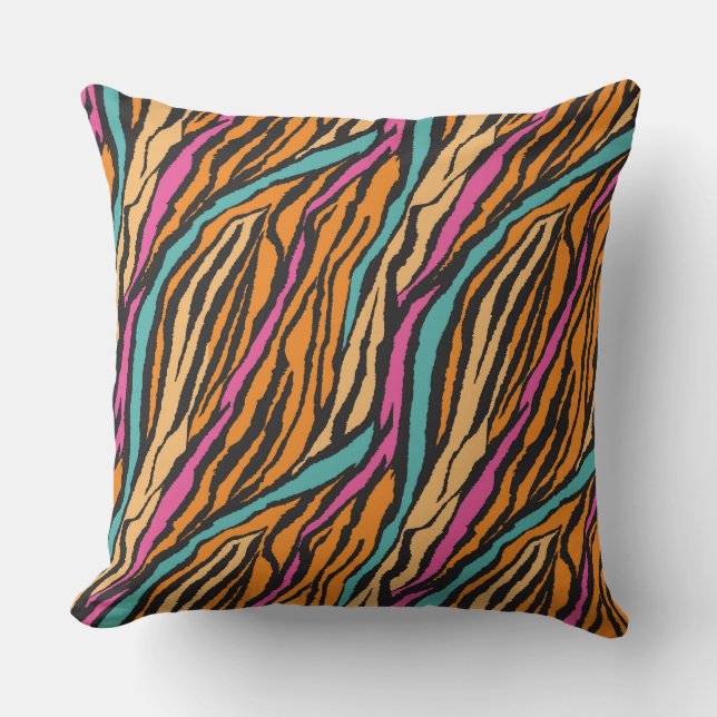 Exotic Tiger Fur Muster Kissen (Vorderseite)