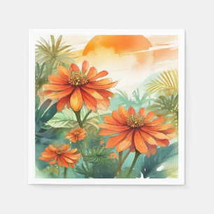 Exotic Tithonia tropische Wasserfarbe Serviette