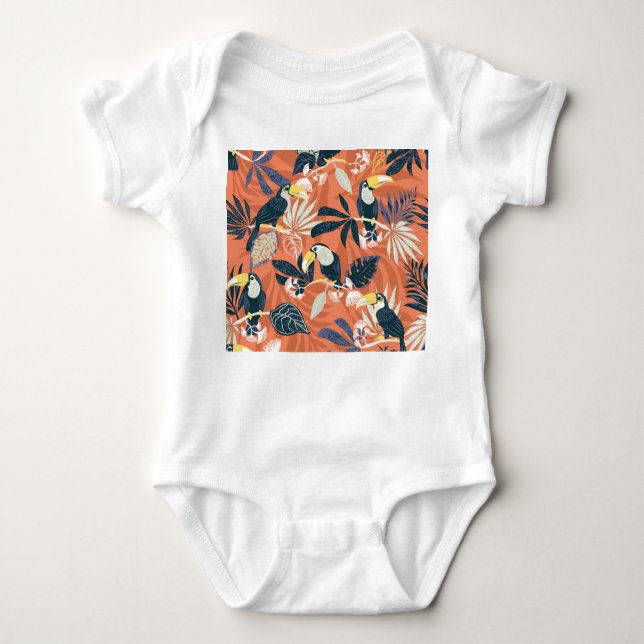 Exotic Toucan Jungle Scene Baby Strampler (Vorderseite)