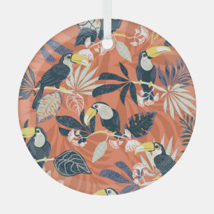 Exotic Toucan Jungle Scene Ornament Aus Glas