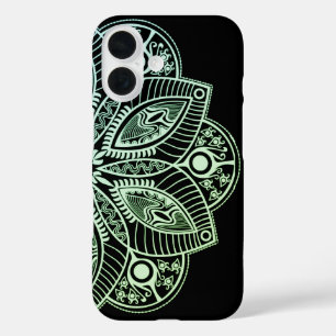 Exotic Tribal Green Gradient Mandala iPhone 16 Hülle