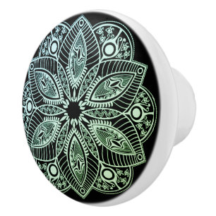 Exotic Tribal Green Gradient Mandala Keramikknauf