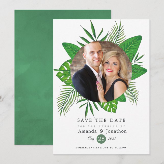 Exotic Tropical Beach Foto Hochzeit Save The Date (Vorne/Hinten)