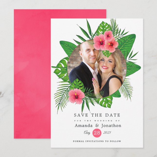 Exotic Tropical Beach Foto Hochzeit Save The Date (Vorne/Hinten)